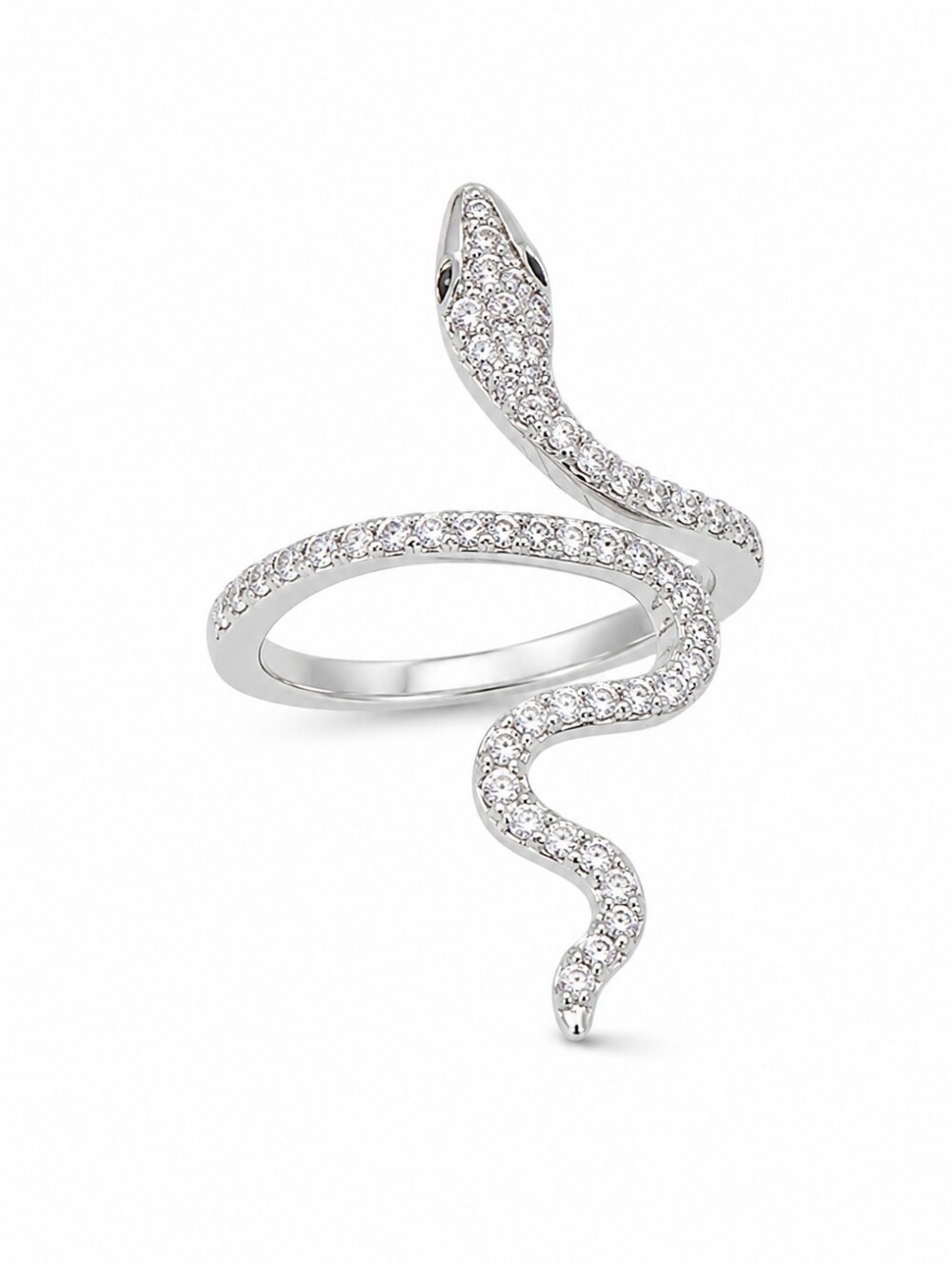 Sliver Rhinestone Snake Wrap Ring